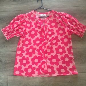 Boho hot pink chiffon top